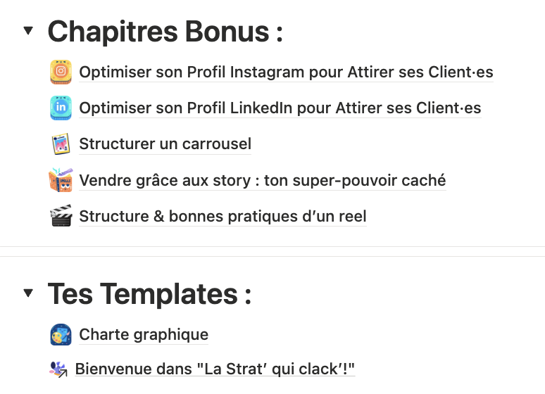 les bonus inclus formation bootcamp communication instagram linkedin tiktok